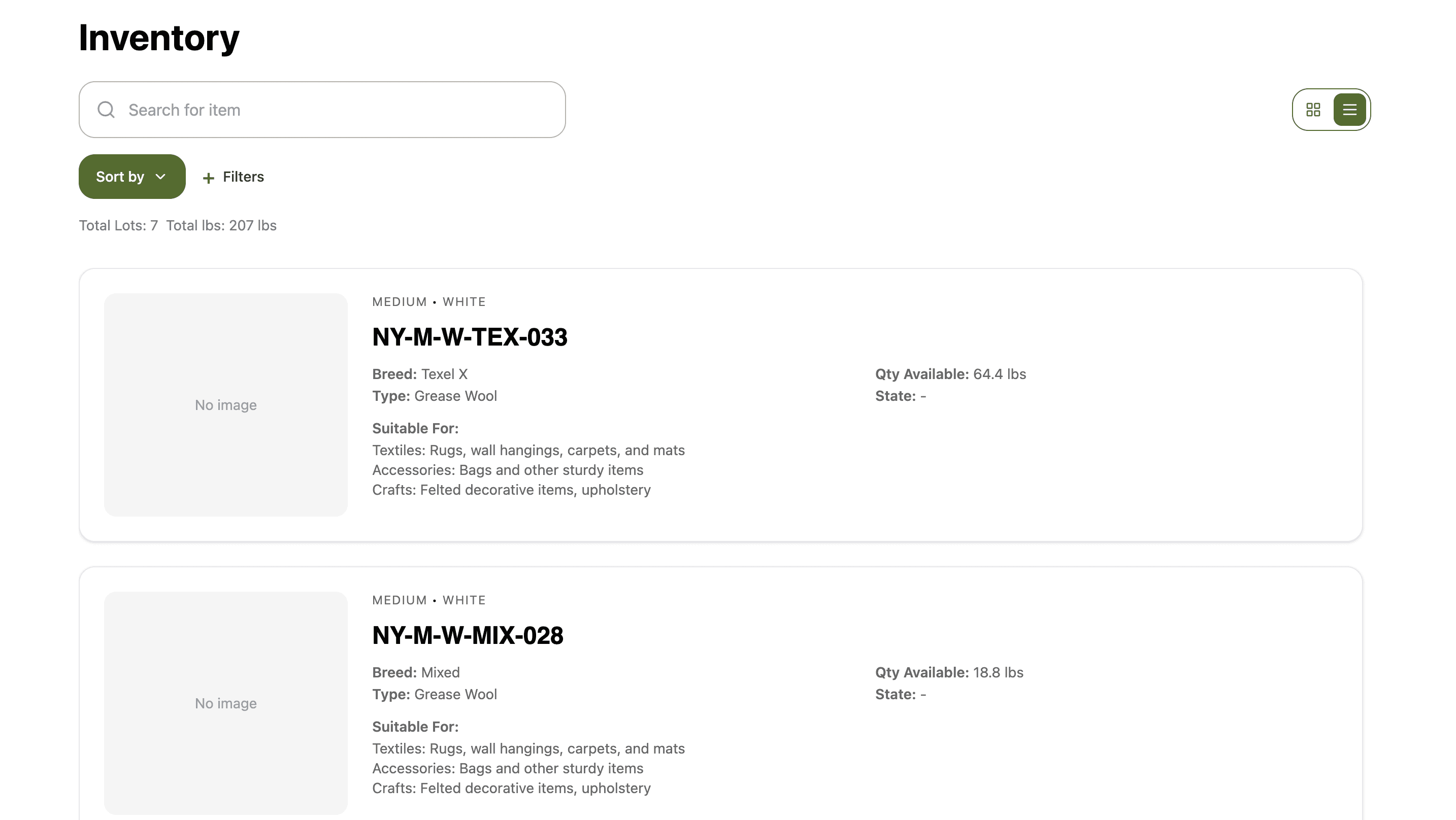 HVTP Inventory Webpage screenshot 1